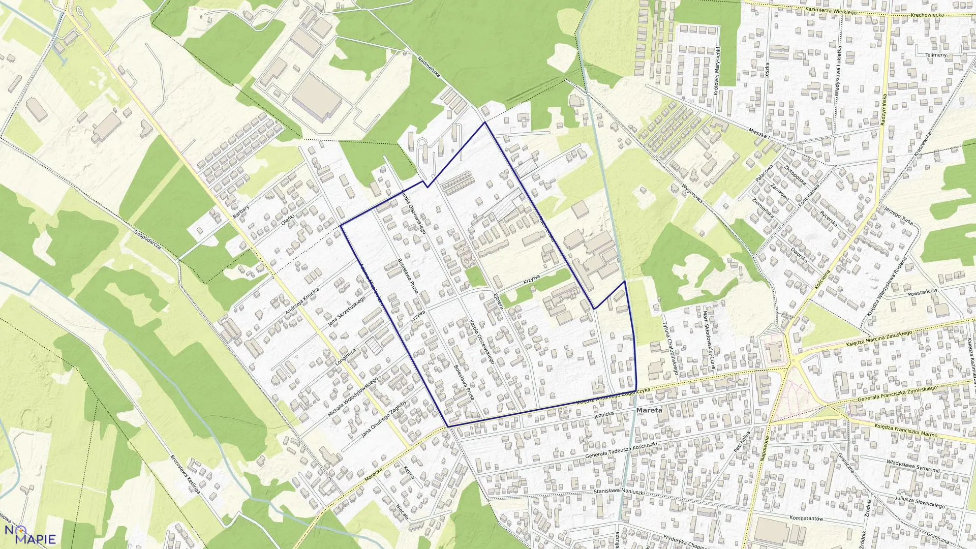 Mapa obrębu 07 w mieście Kobyłka