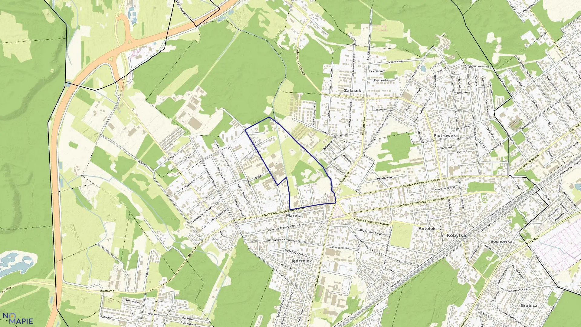 Mapa obrębu 08 w mieście Kobyłka