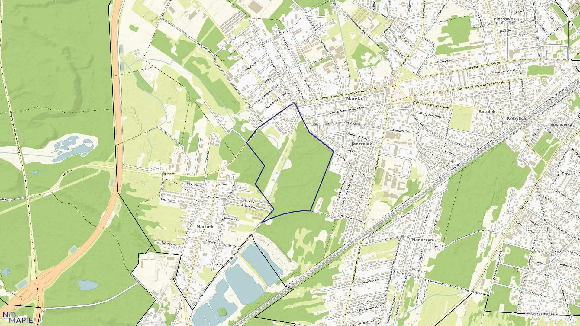 Mapa obrębu 13 w mieście Kobyłka