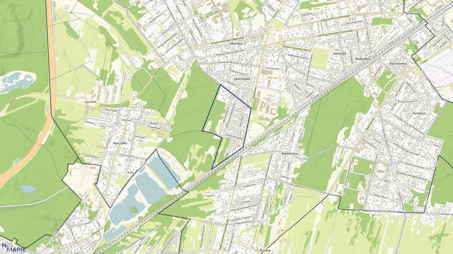 Mapa obrębu 16 w mieście Kobyłka