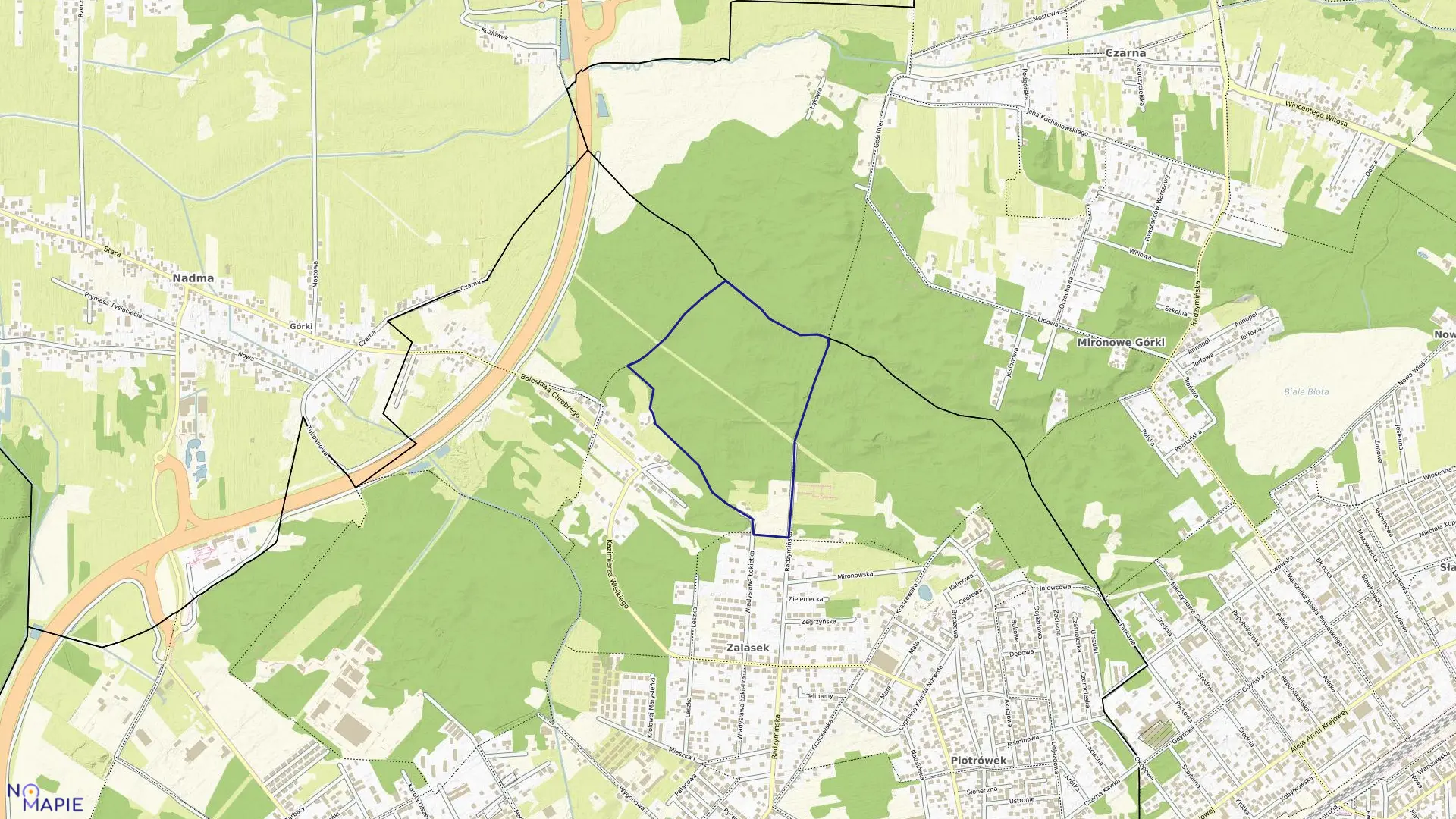 Mapa obrębu 21 w mieście Kobyłka