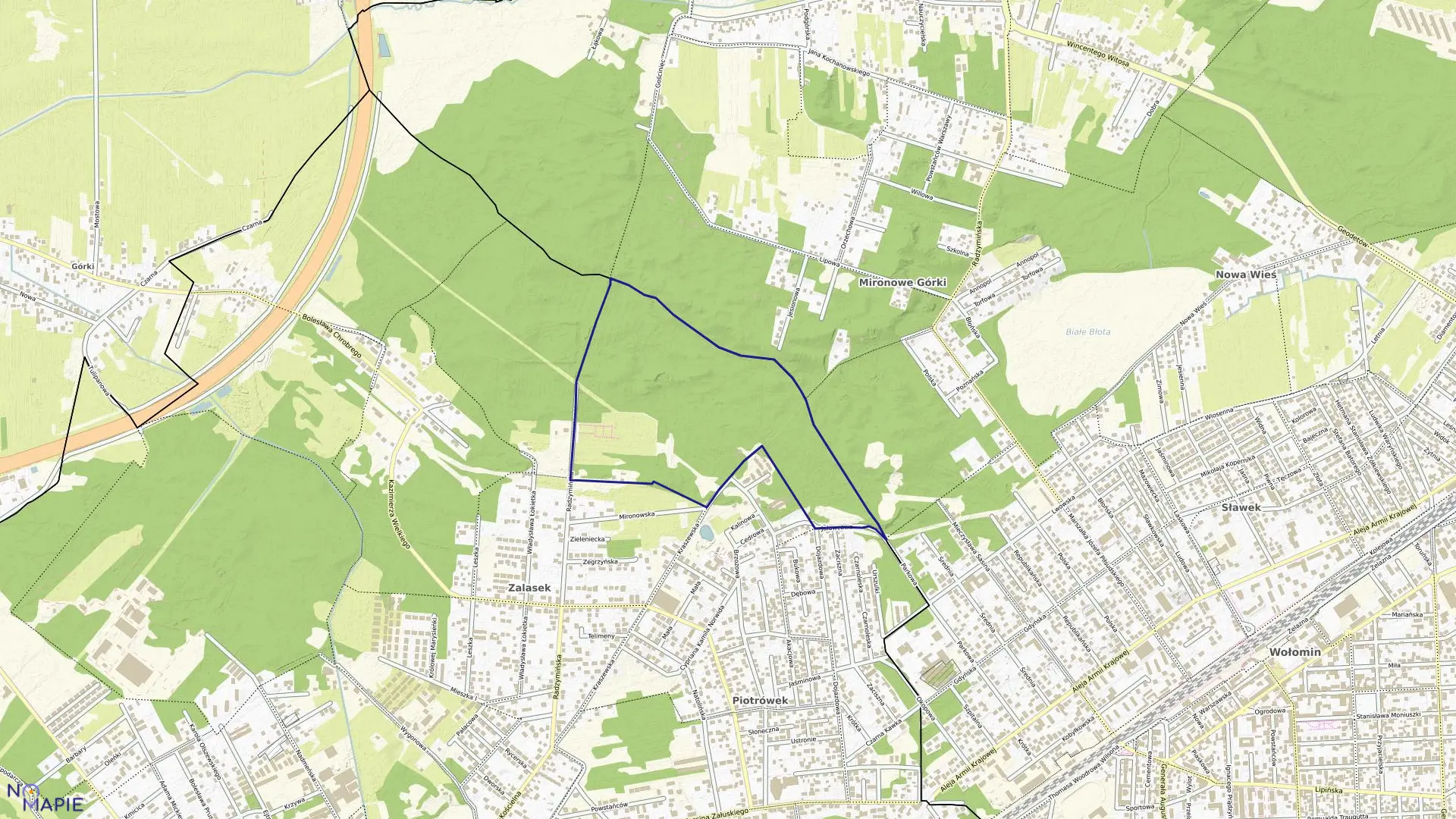 Mapa obrębu 22 w mieście Kobyłka