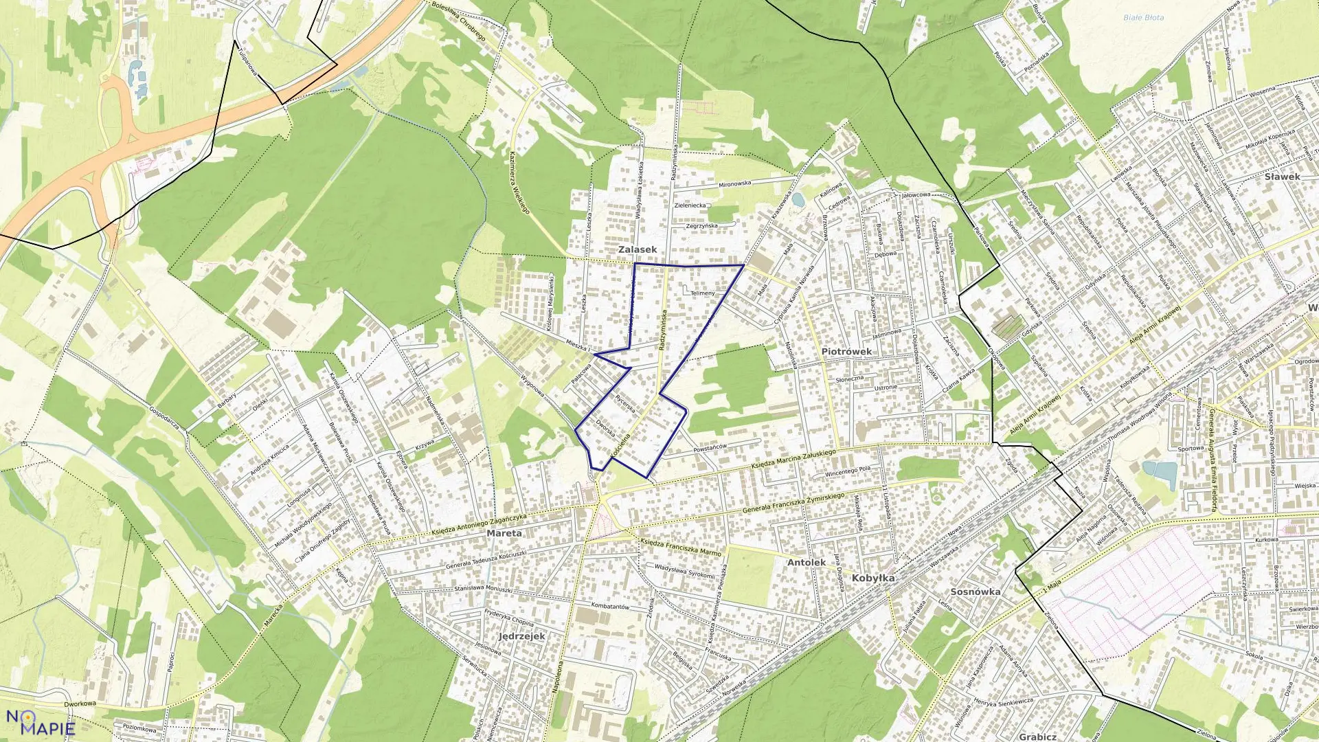 Mapa obrębu 25 w mieście Kobyłka