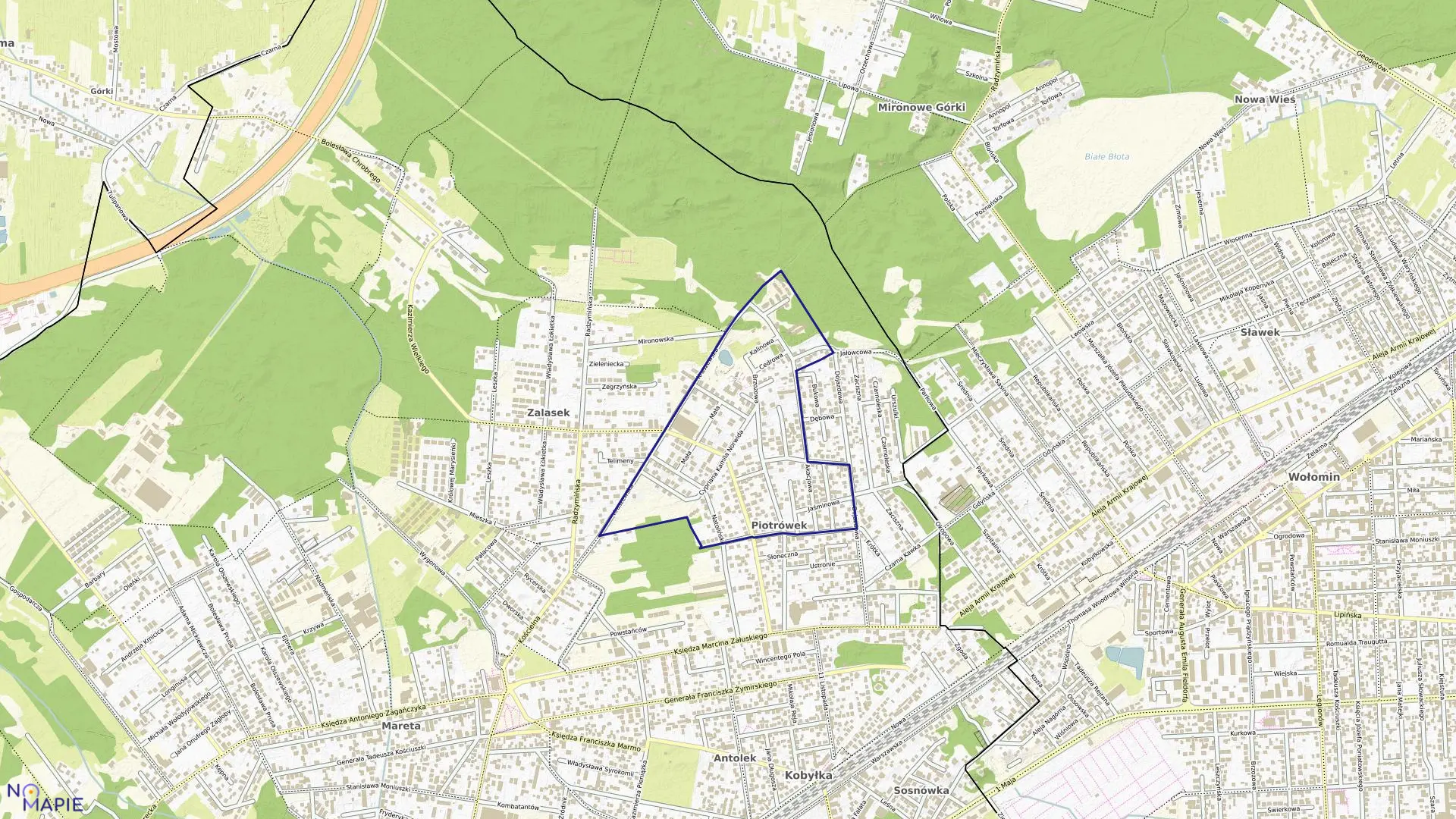 Mapa obrębu 26 w mieście Kobyłka