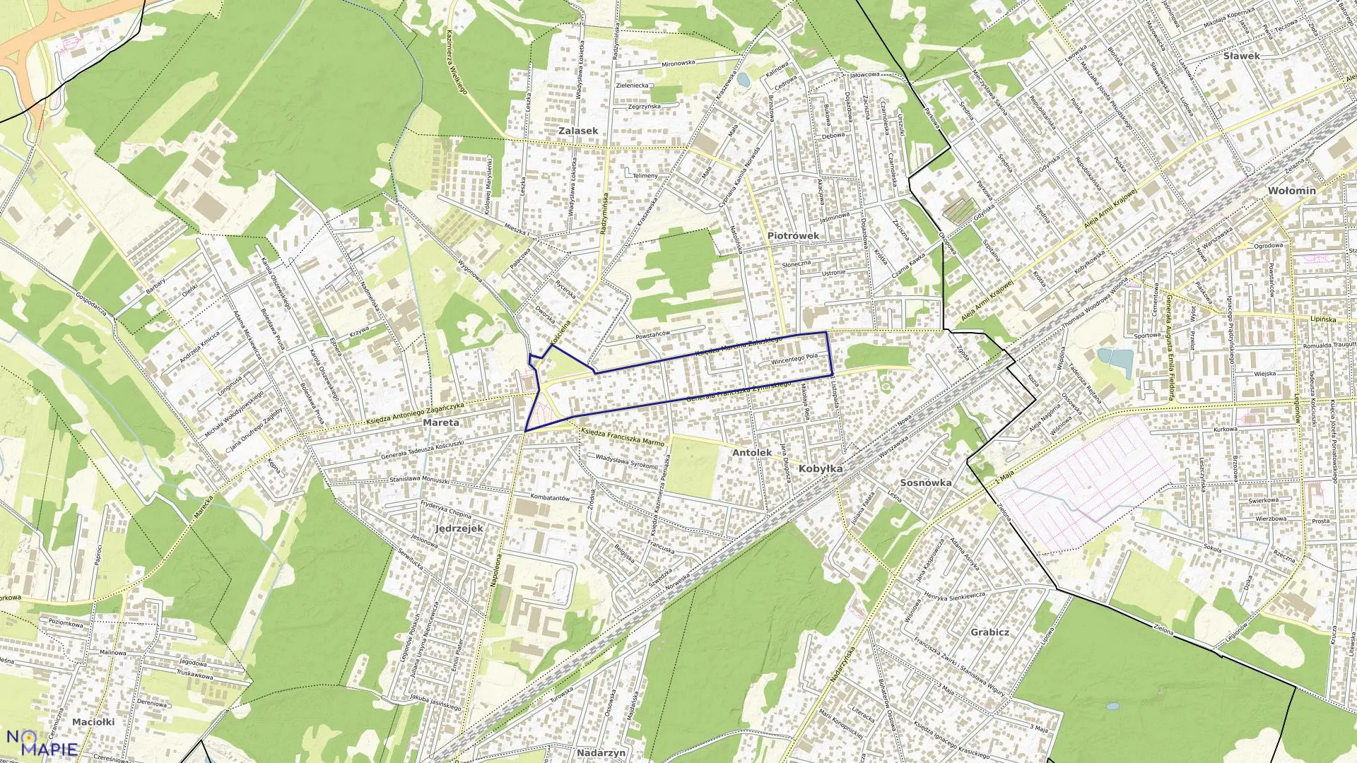 Mapa obrębu 29 w mieście Kobyłka