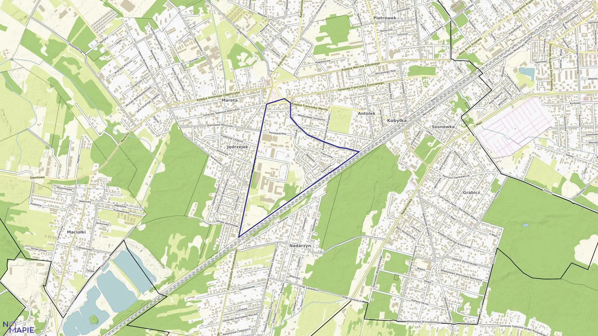 Mapa obrębu 32 w mieście Kobyłka