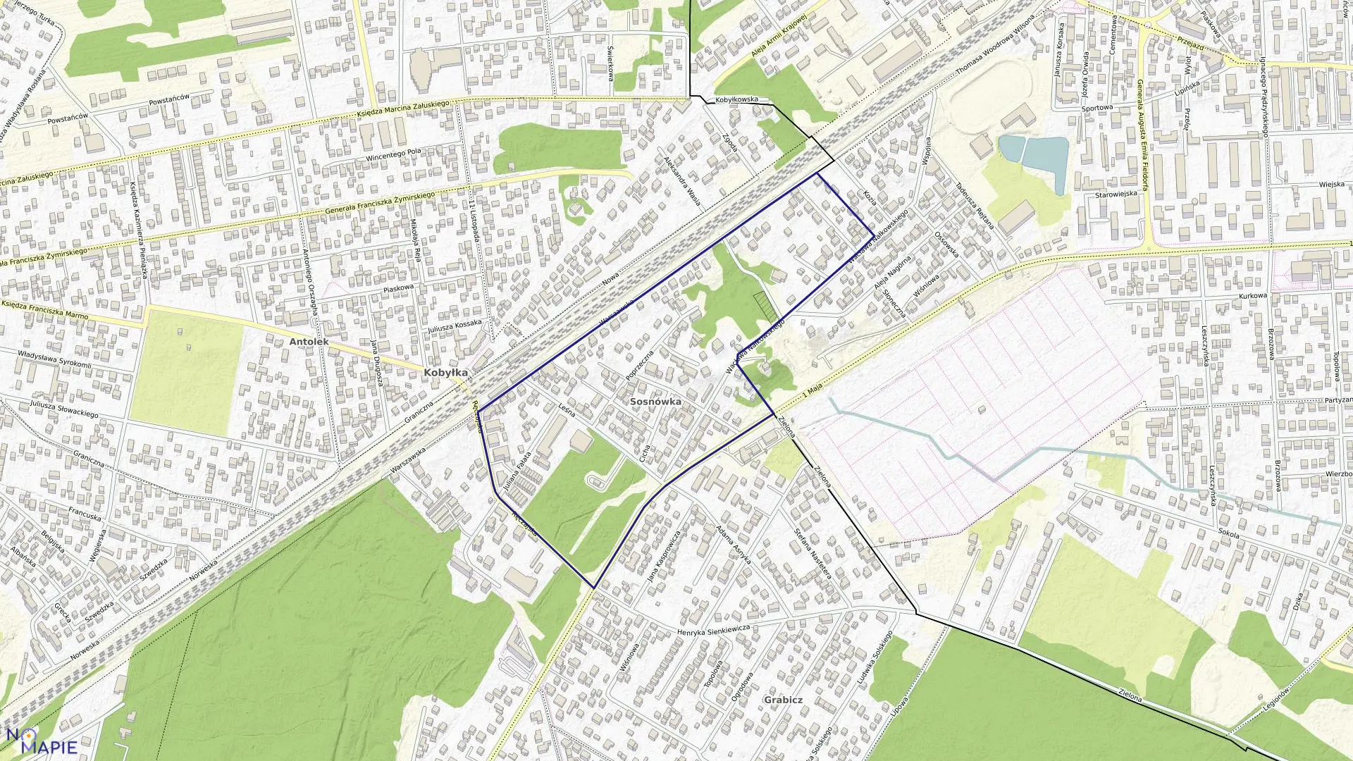 Mapa obrębu 35 w mieście Kobyłka