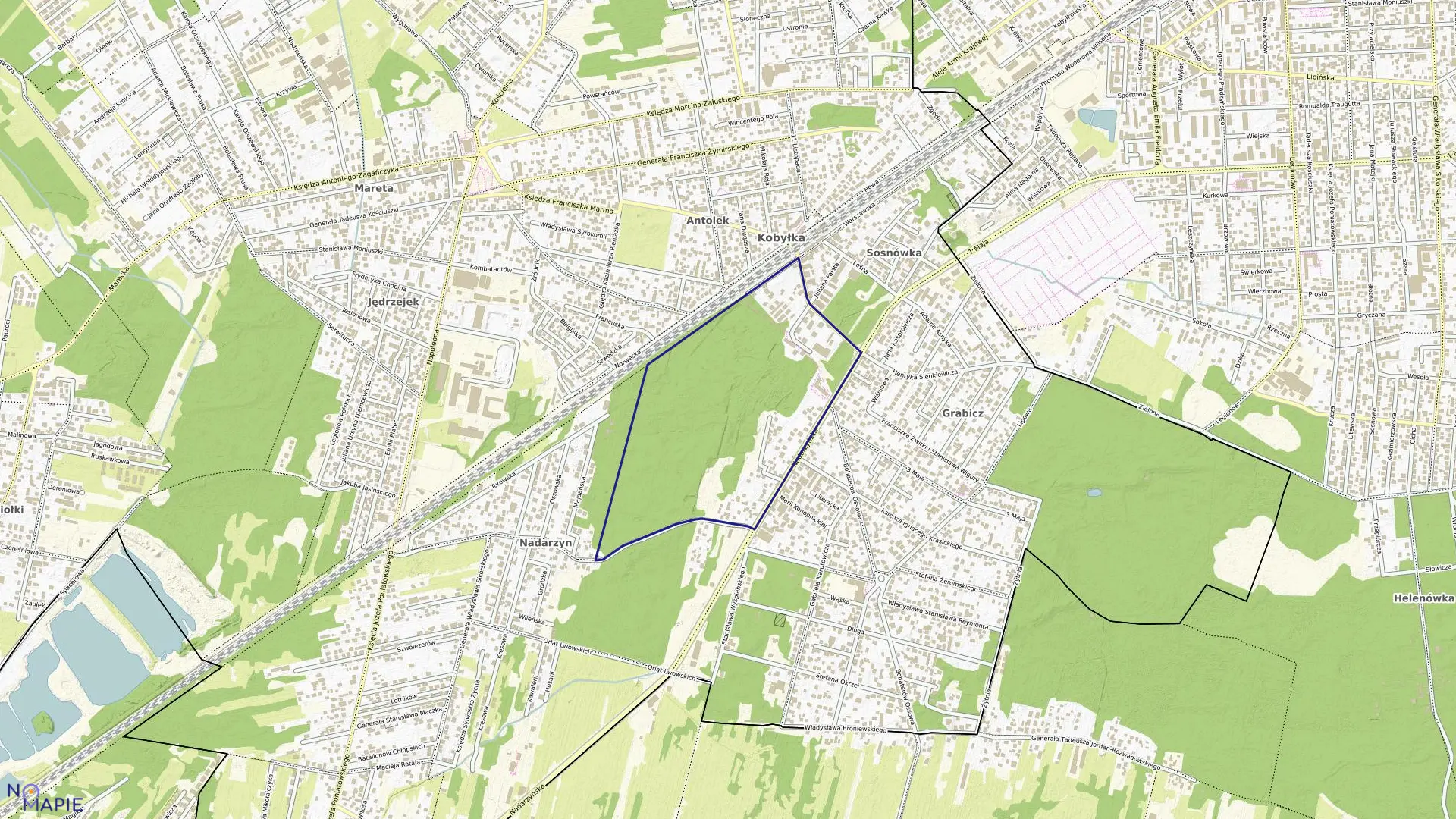 Mapa obrębu 36 w mieście Kobyłka